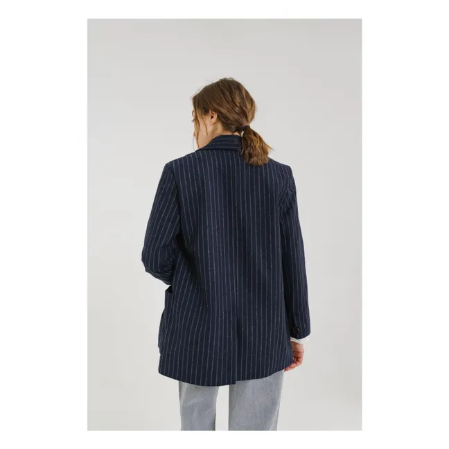 Jacke Esma Gestreift Wolle | Navy