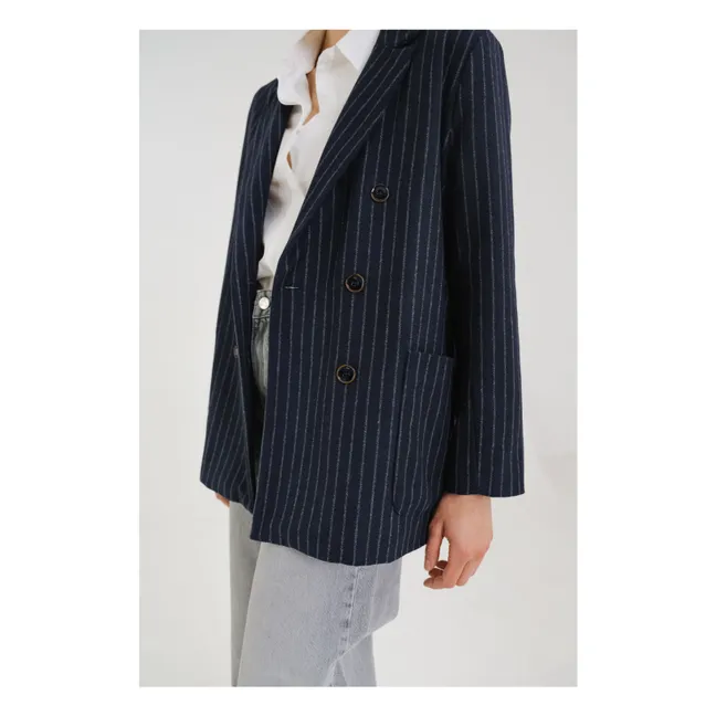 Veste Esma Rayée Laine | Bleu marine