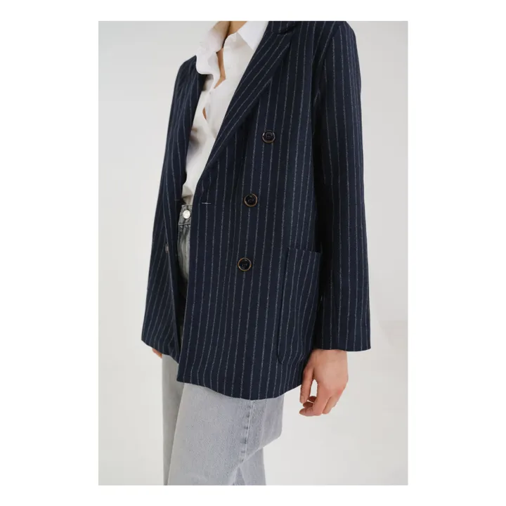 Veste Esma Rayée Laine | Bleu marine- Image produit n°6