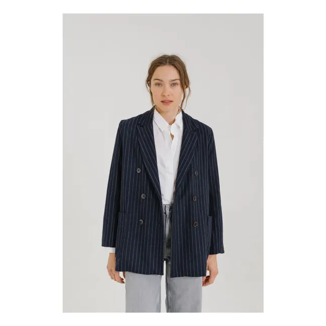 Veste Esma Rayée Laine | Bleu marine