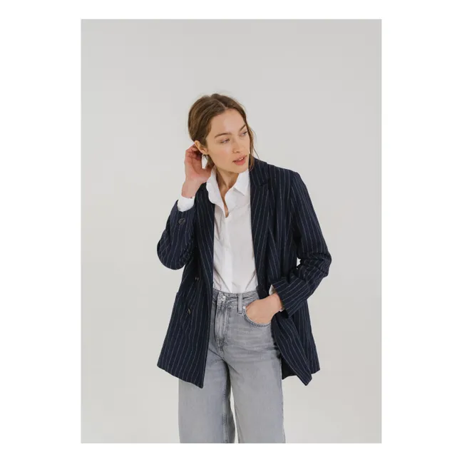 Jacke Esma Gestreift Wolle | Navy