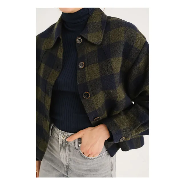 Veste Balma Holly Carreaux Laine | Vert kaki