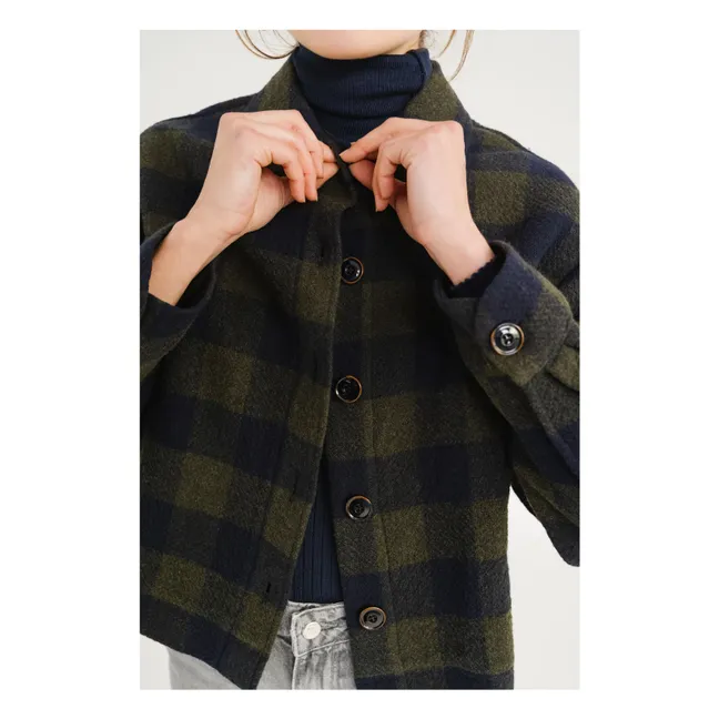 Veste Balma Holly Carreaux Laine | Vert kaki