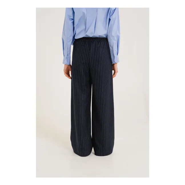Pantalones de lana a rayas Lola Nick | Azul Marino