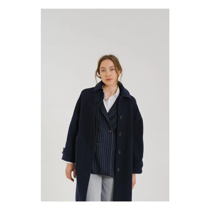 Manteau Mayri Laine Vierge | Bleu marine- Image produit n°1