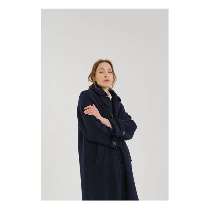 Manteau Mayri Laine Vierge | Bleu marine- Image produit n°4