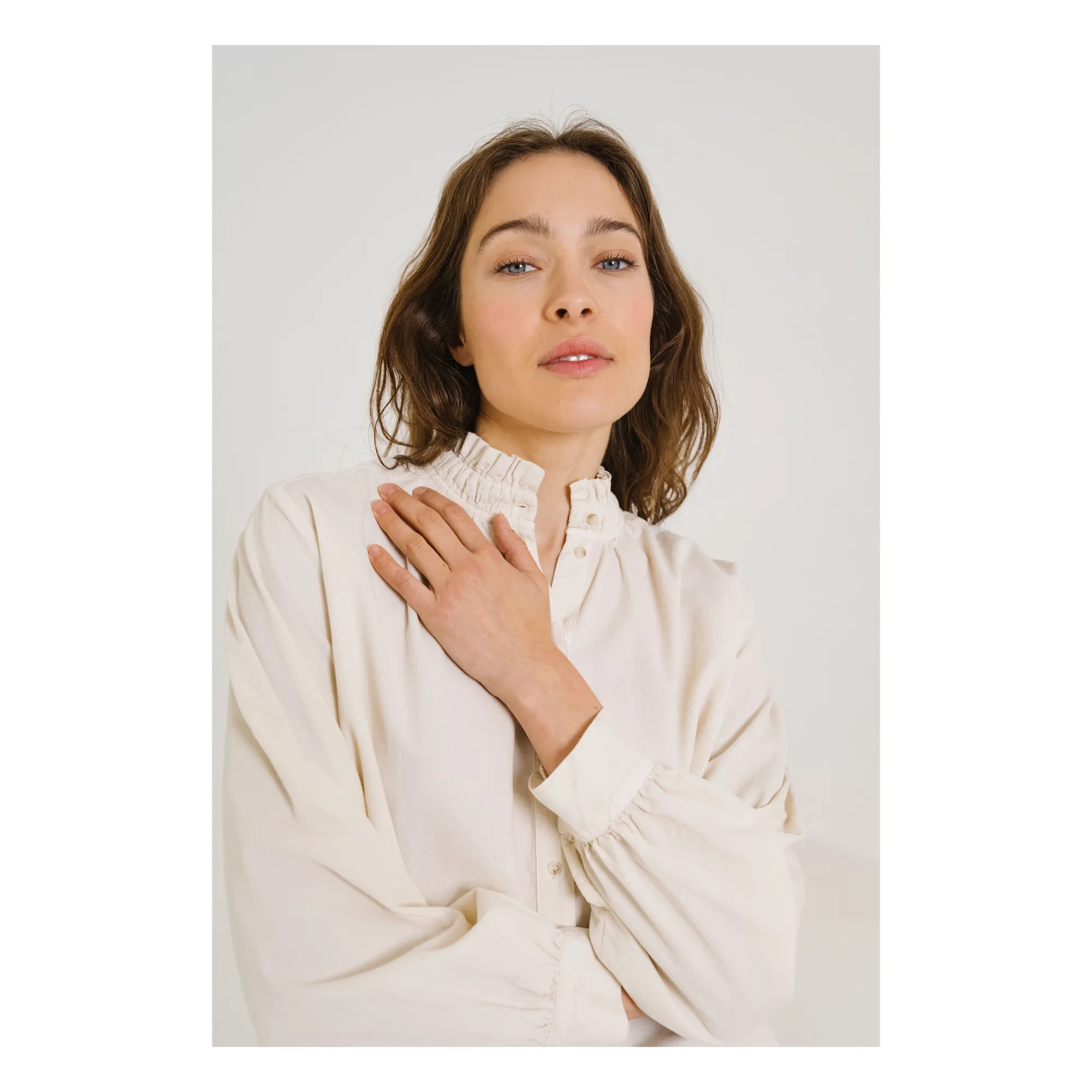 Sacrécoeur Ecru Soline Velours Milleraies Blouse