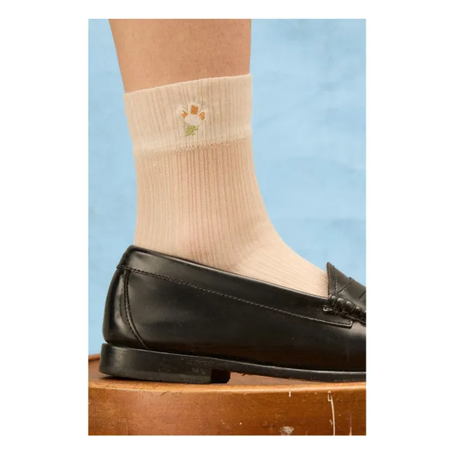 Calcetines extrafinos florales | Crudo