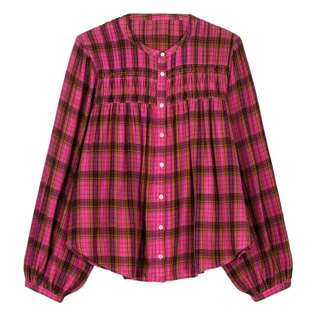Blouse Jally Alpenglow Carreaux Double Gaze de Coton Bio - Collection Femme | Rose