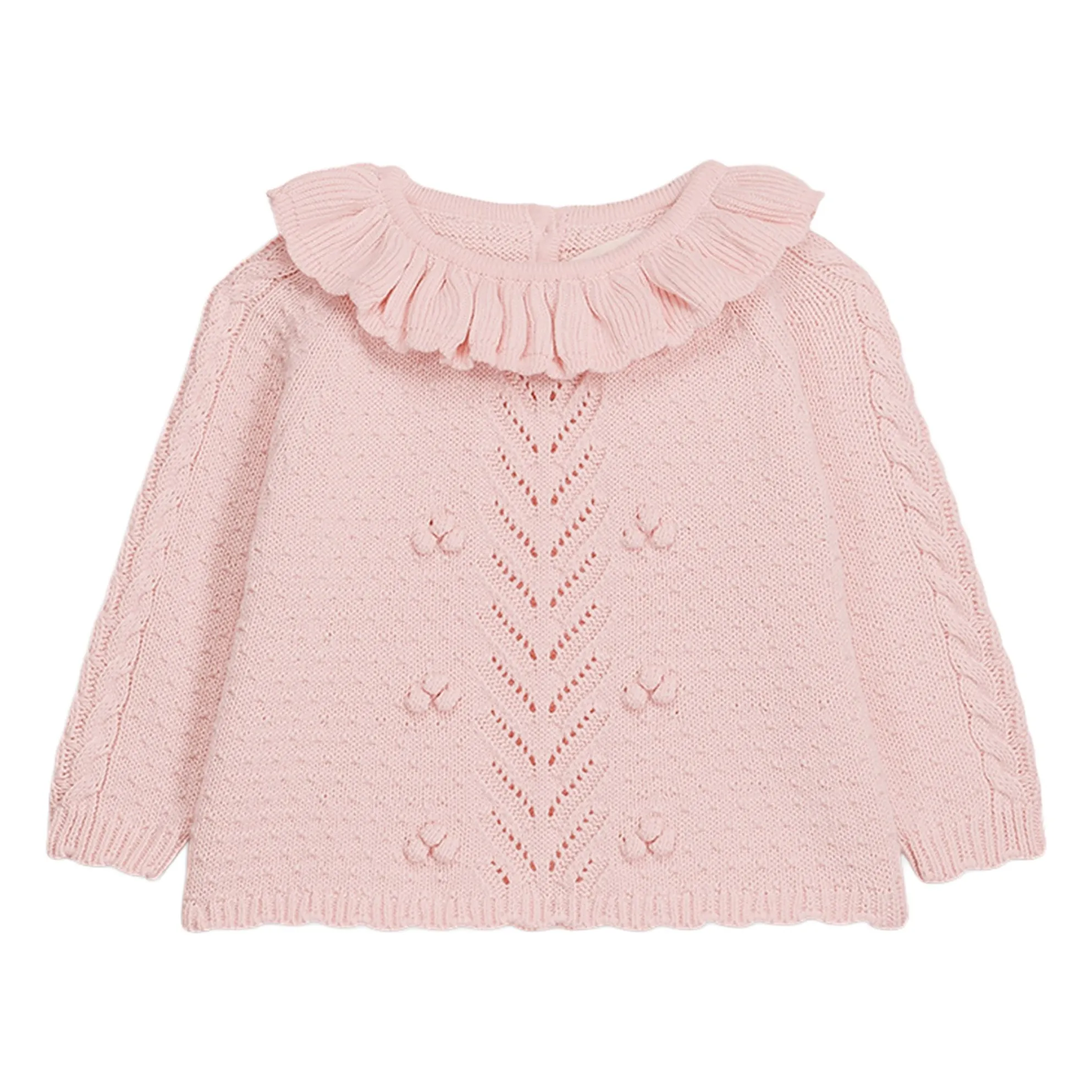 Louise Misha Pink Elvina Ruffle Neck Sweater
