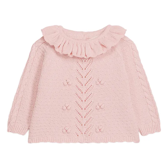 Elvina Ruffle Neck Sweater | Pink