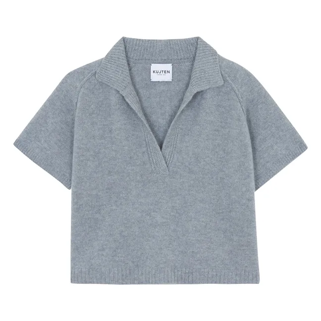 Aenor Cashmere Polo Neck Sweater | Heather grey
