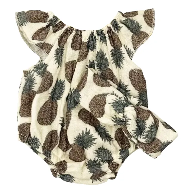 Vestiaire poupée - Barboteuse Clara et son headband Ananas