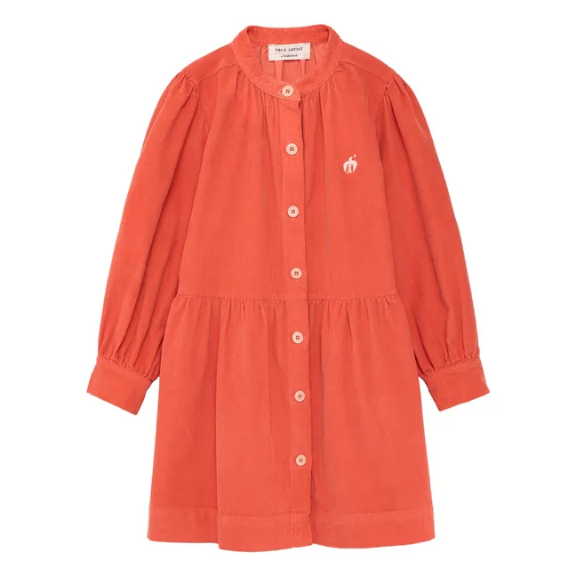 Kleid Nr. 15 aus geripptem Samt | Rot