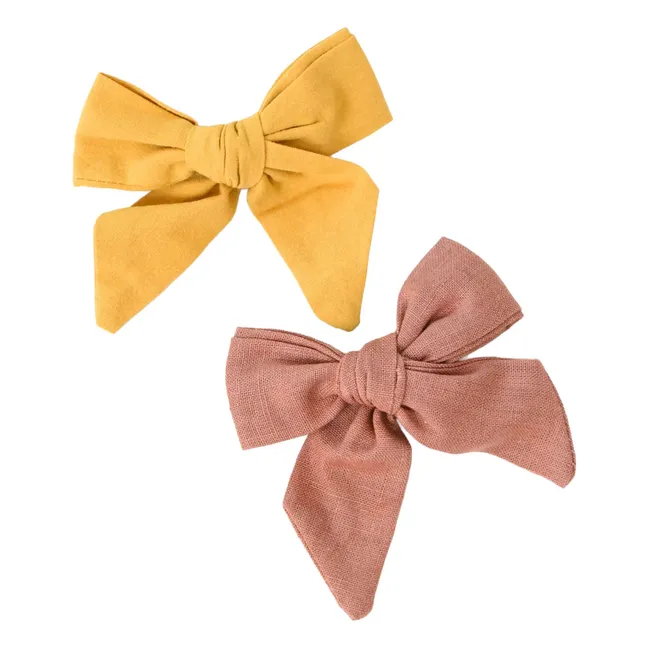 Barrettes Nœuds - Set de 2 | Jaune