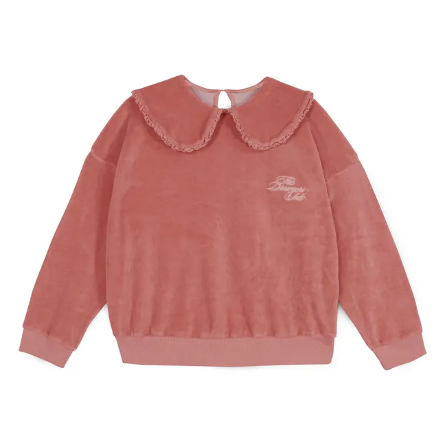 Aurora Velvet cowl-neck sweatshirt | Dusty Pink