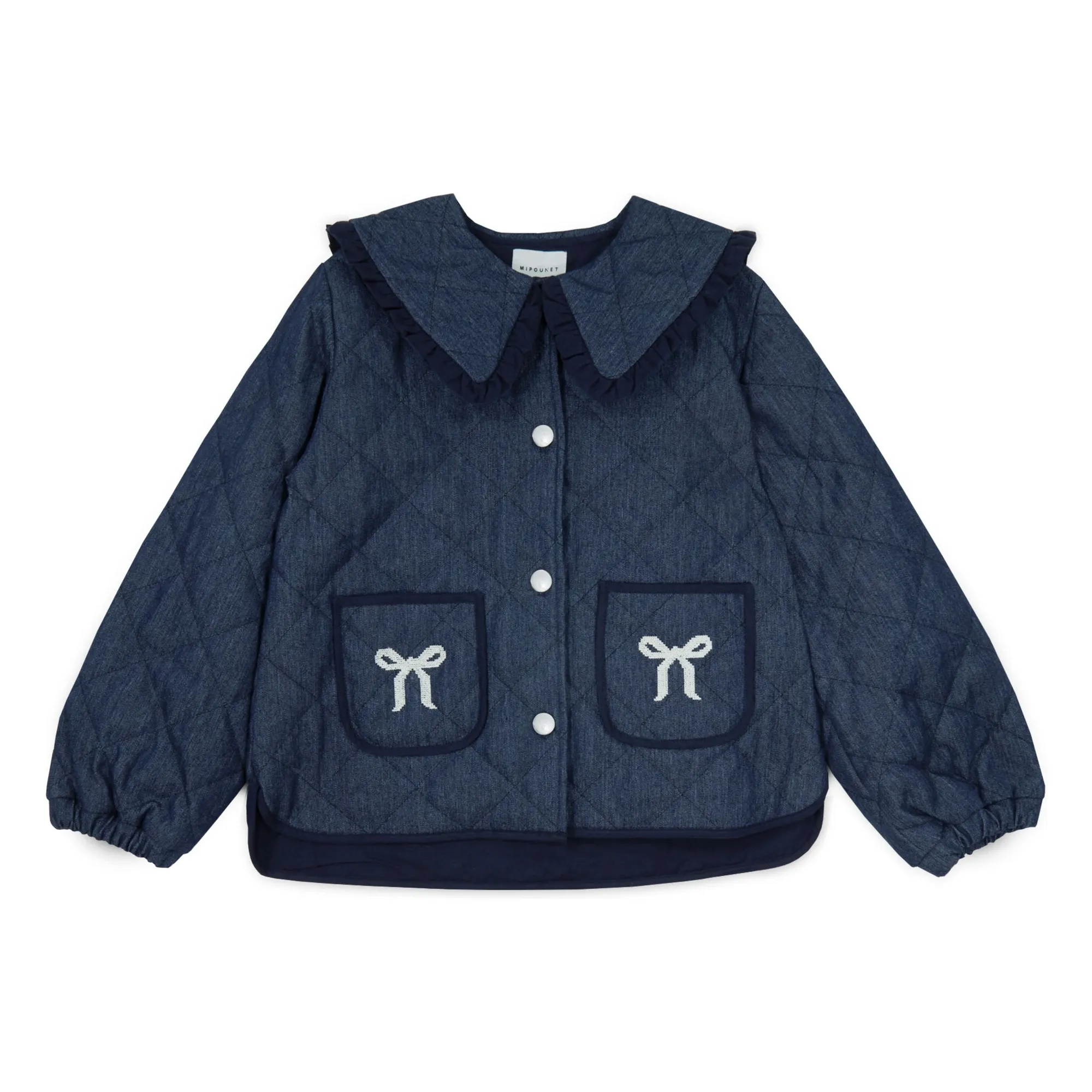 Mipounet Dark Blue Mariane Jean Jacket, Claudine Collar