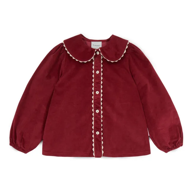 Emma Camicetta in velluto con colletto Claudine | Bordeaux