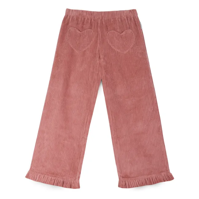 Pantaloni a coste in cotone biologico Cuore | Rosa antico