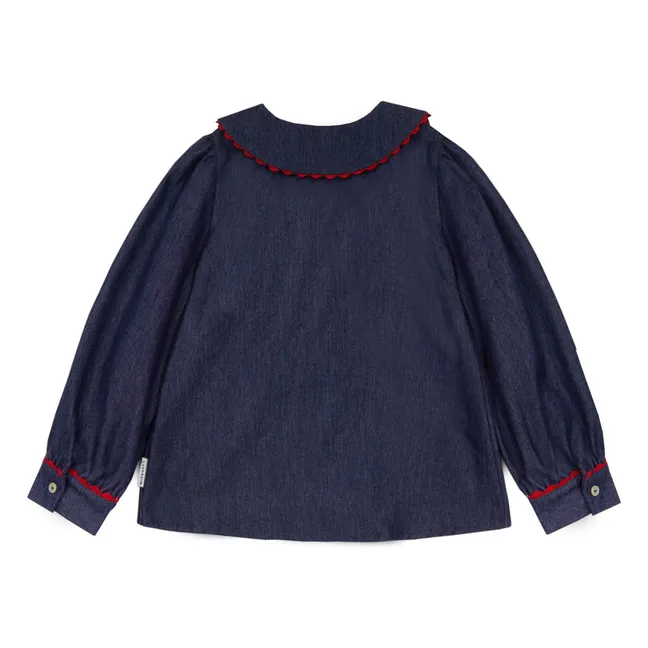 Blouse en Jean Col Claudine Cecilia  | Bleu foncé