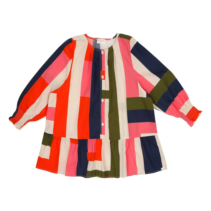 Robe Skye Rayée Popeline | Rose- Image produit n°0