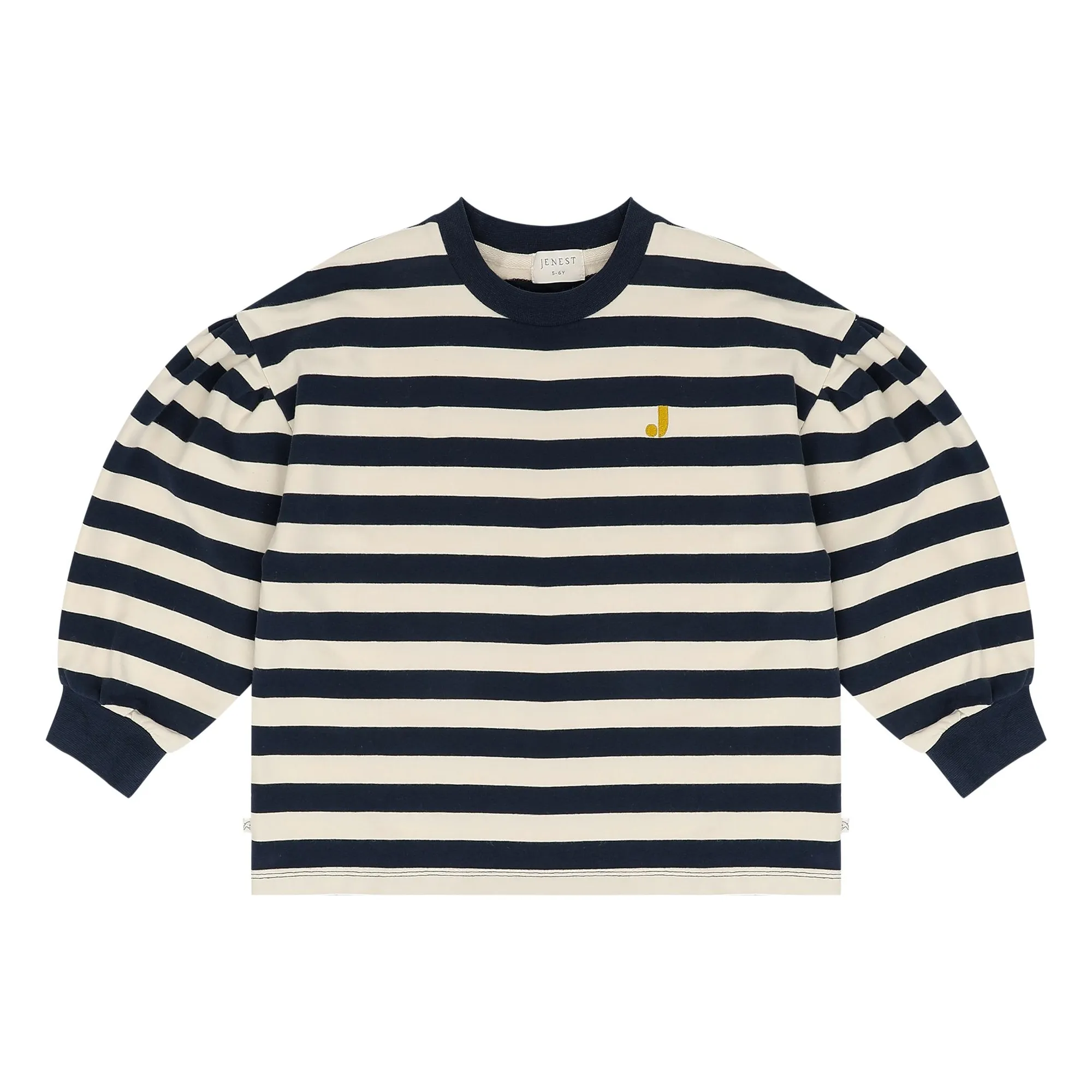 Jenest Navy Blue Millie Striped Organic Cotton T-Shirt