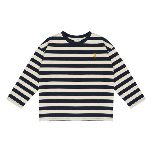 T-shirt Moos Rayé Coton Bio | Bleu marine
