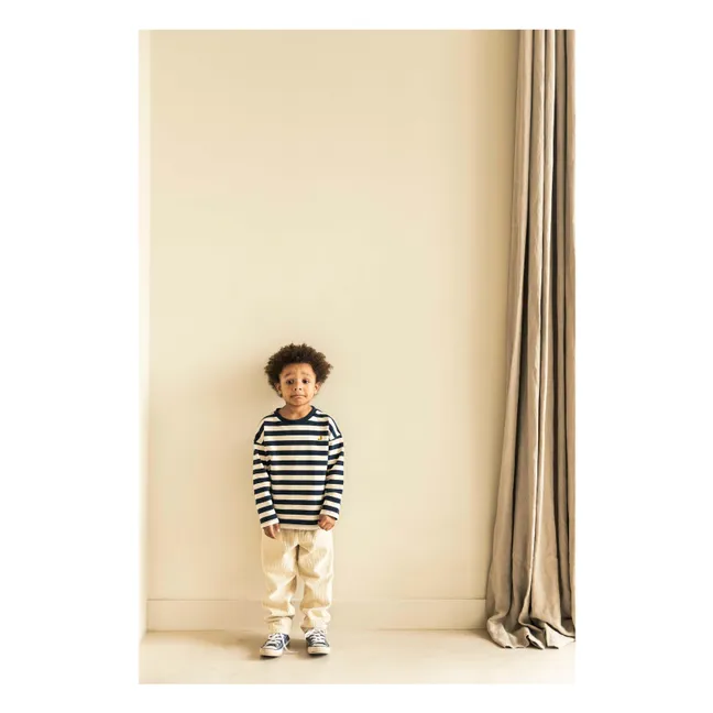 T-Shirt Moos Gestreift Bio-Baumwolle | Navy