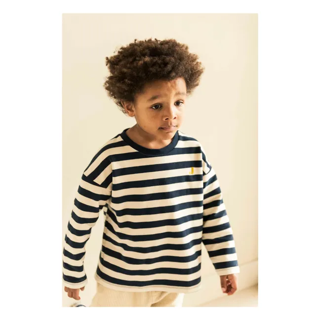 T-shirt Moos Rayé Coton Bio | Bleu marine
