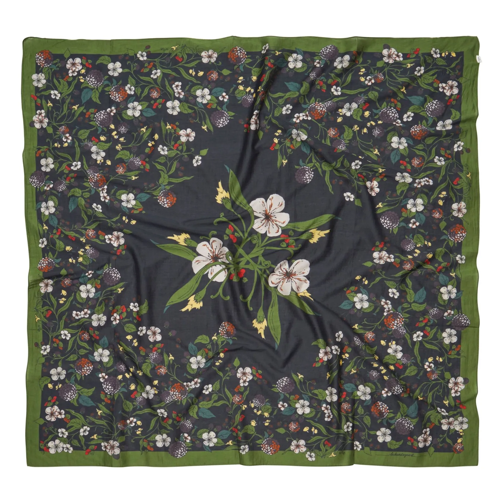 Becksöndergaard Black Bromflora Cotton And Silk Scarf