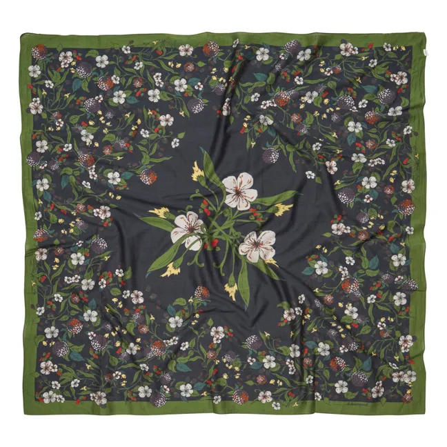 Foulard Bromflora Coton et Soie | Noir