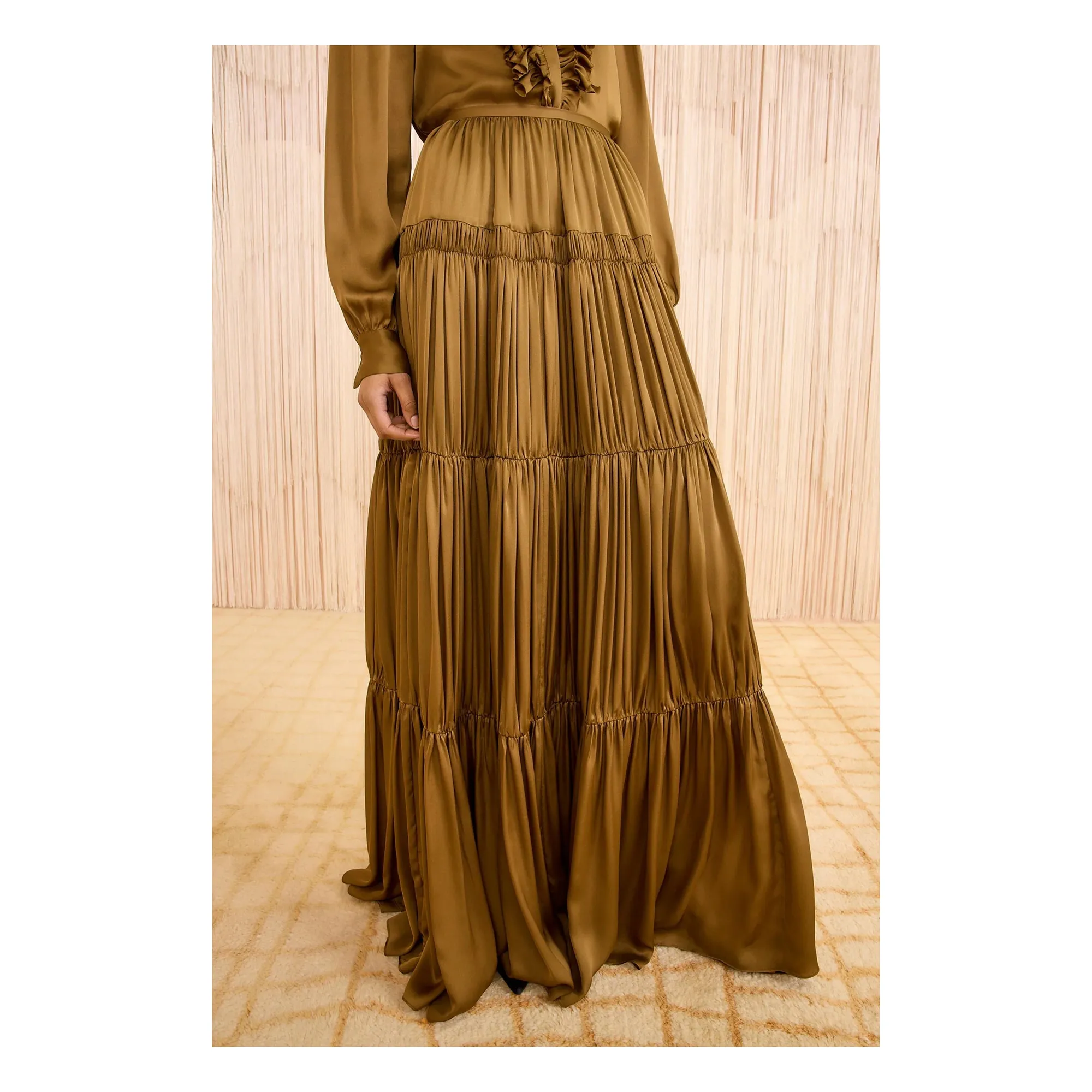 Ulla Johnson Bronze Gaelle Silk Skirt
