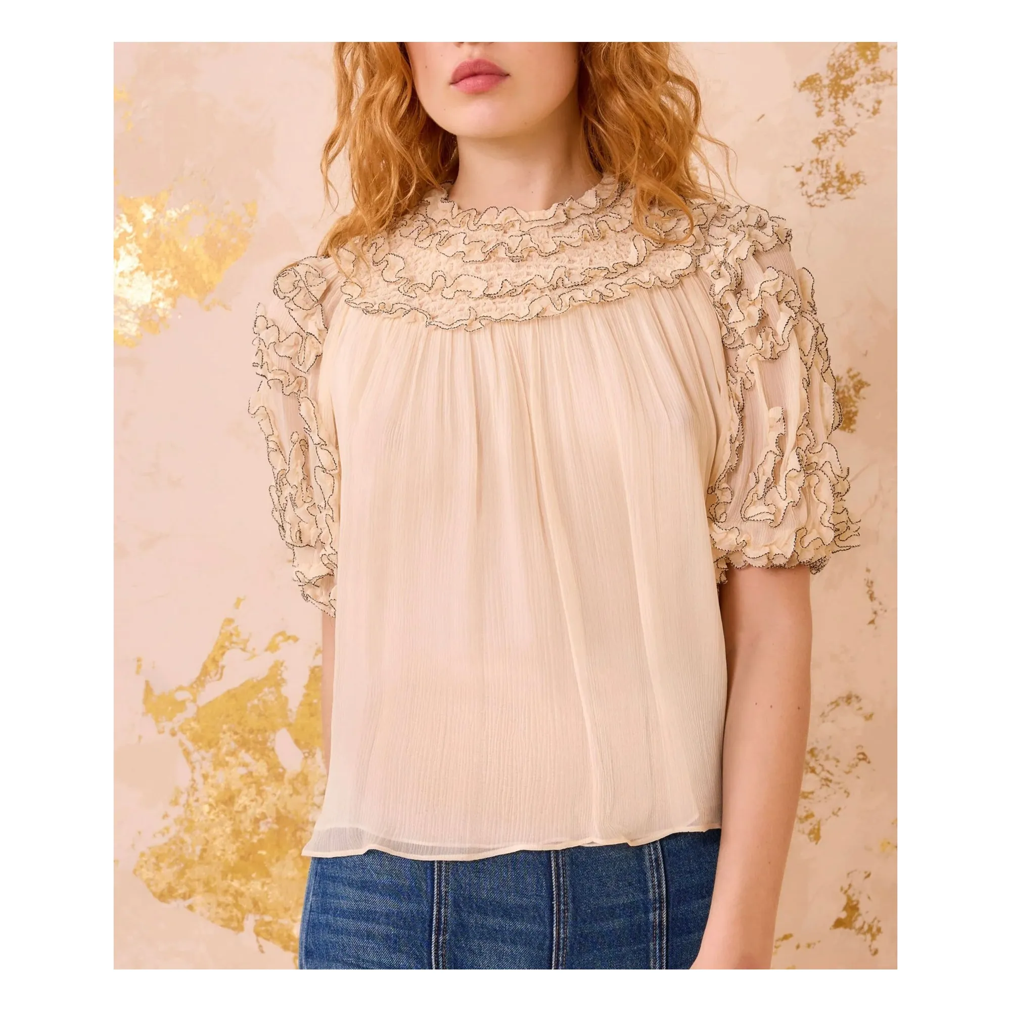 Ulla Johnson Ecru Isolda Silk Blouse