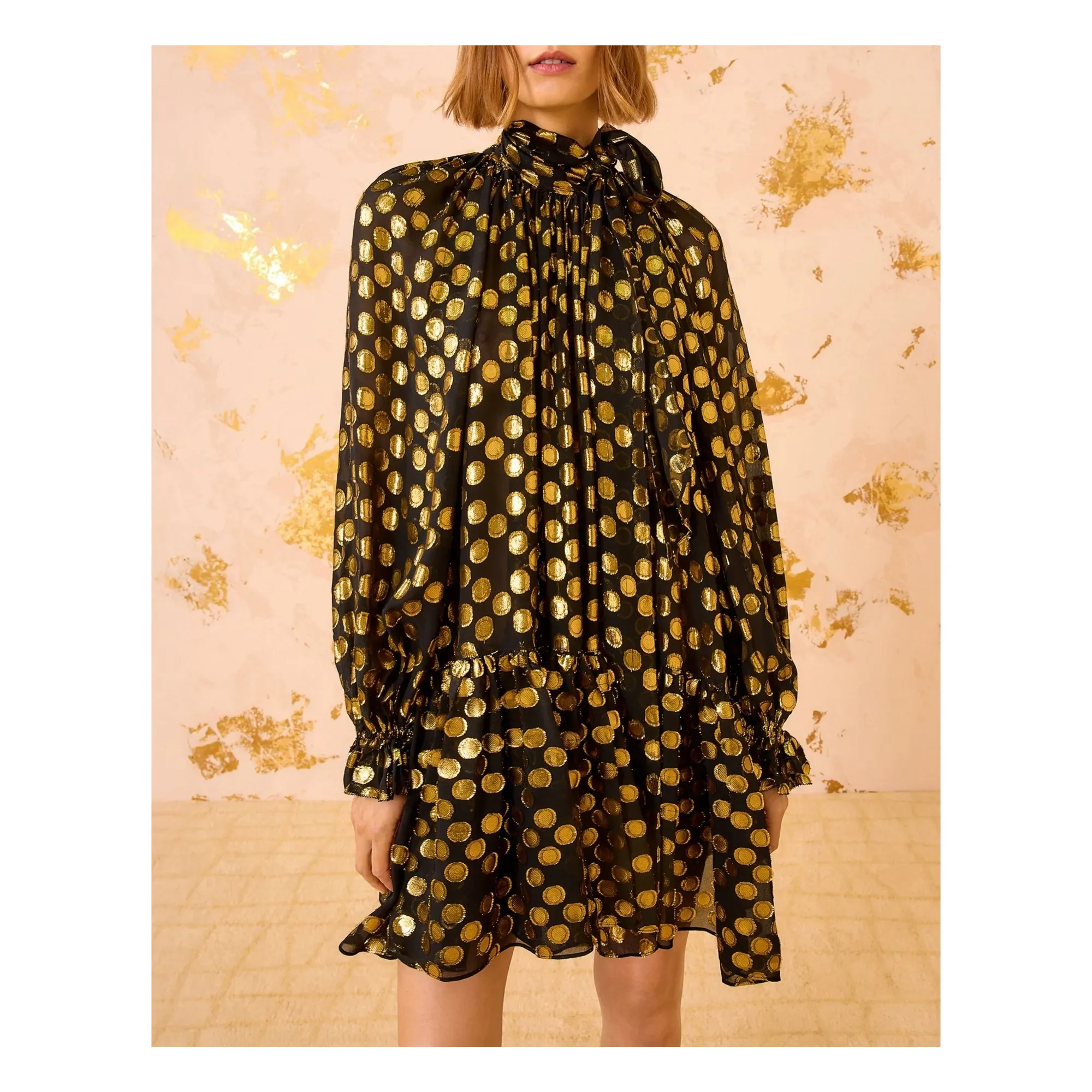 Ulla Johnson Black Loretta Metallic Silk Dress