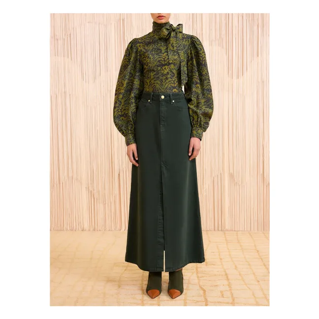 La falda Anais Denim | Verde Oscuro
