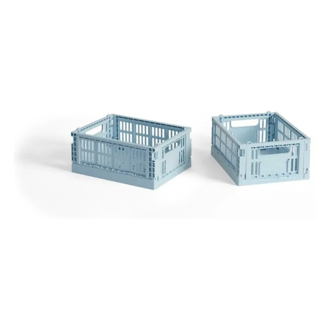 Cassette pieghevoli Crate - Set di 2 | Azzurro