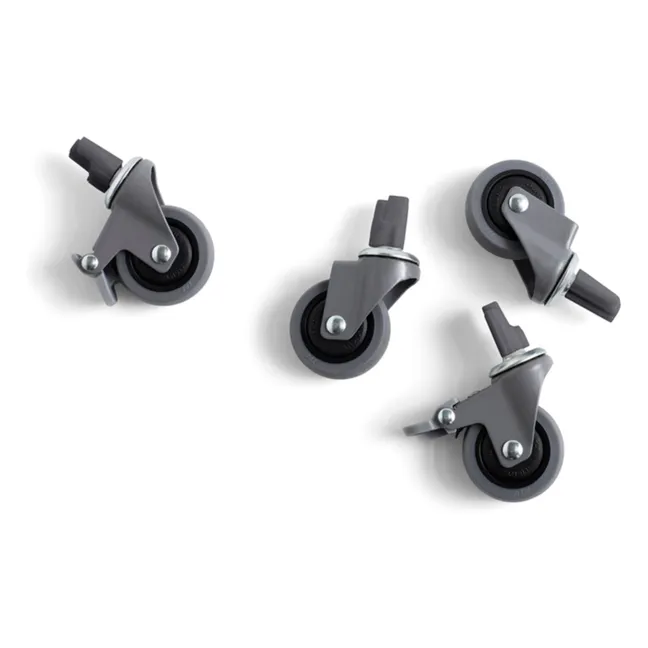Roues pour cagette pliable Crate - Set de 4 | Gris