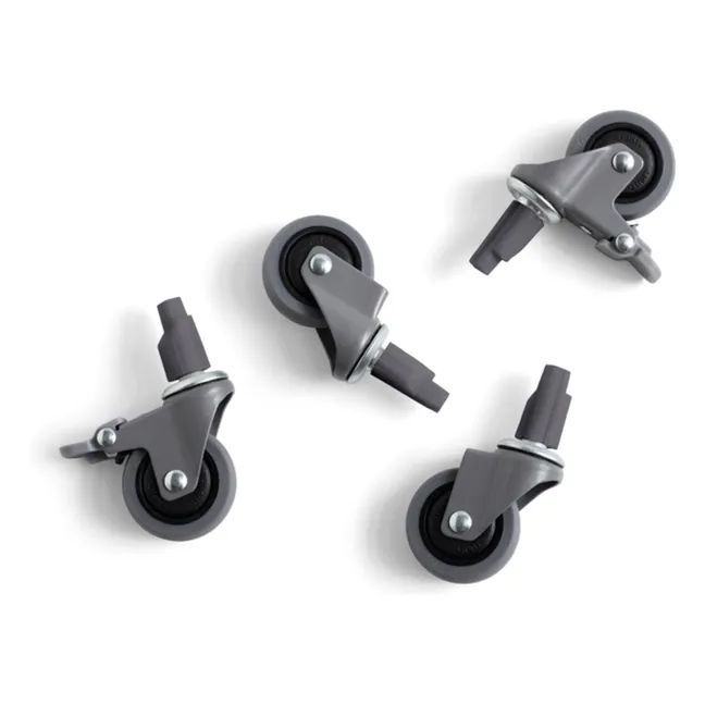 Roues pour cagette pliable Crate - Set de 4 | Gris