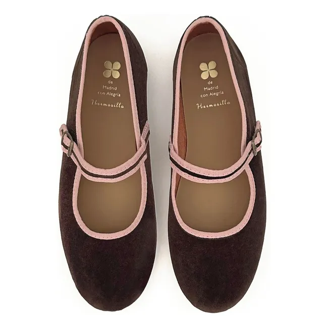 Ballerinas León Velours - Kollektion für Damen | Schokoladenbraun