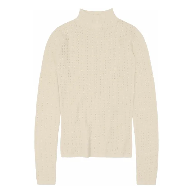 Unterziehpullover mit Kragen und Spitze aus Merinowolle - Damenkollektion | Seidenfarben