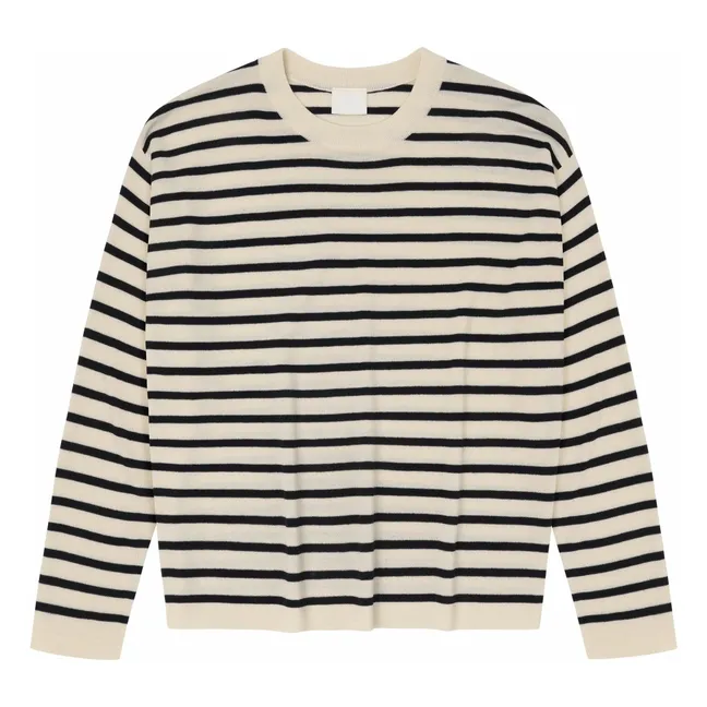 Pull Rayé Laine Mérinos - Collection Femme | Ecru