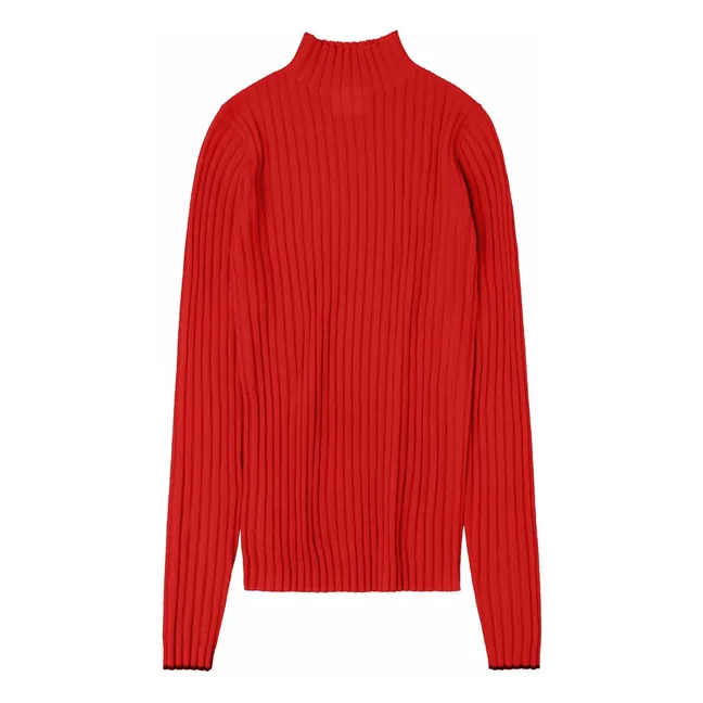 Maglietta intima a coste in lana merino - Collezione Donna | Rosso