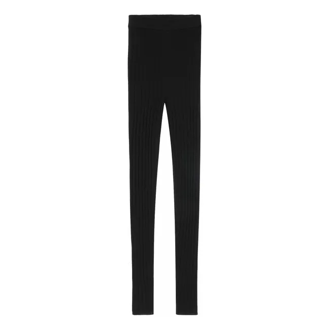 Legging Pointelle Laine Mérinos - Collection Femme | Noir