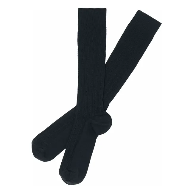 Lot de 2 Paires de Mi-Bas Côtelés Laine - Collection Femme | Bleu marine