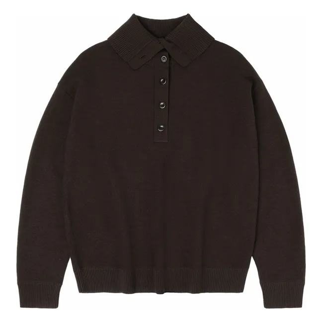 Pull Col Polo Feutre Laine Mérinos - Collection Femme | Marron