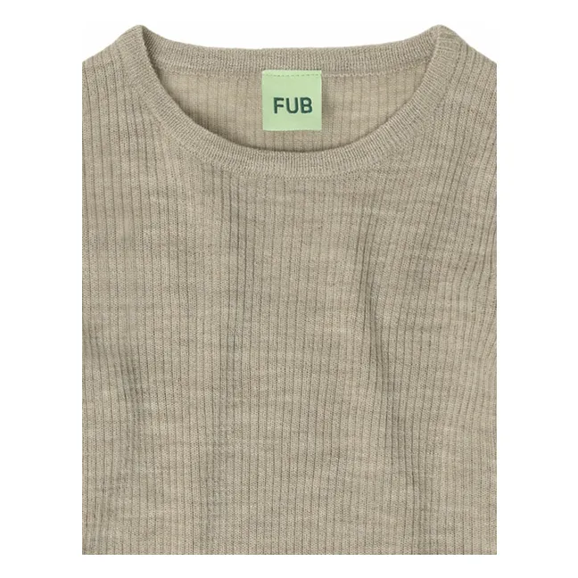 Pull Maille Fine Laine de Mérinos | Beige chiné