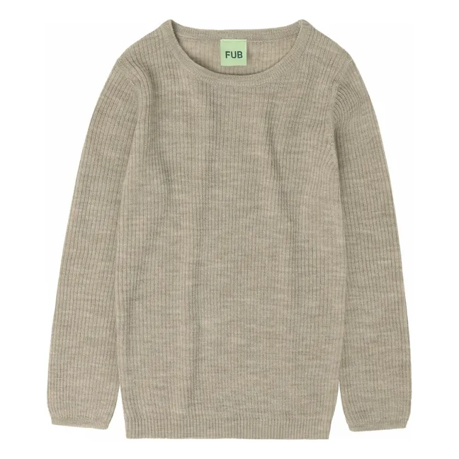 Pull Maille Fine Laine de Mérinos | Beige chiné