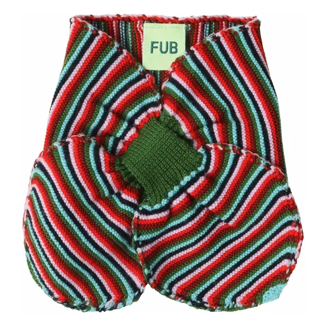 Bufanda de lana merina a rayas | Rojo