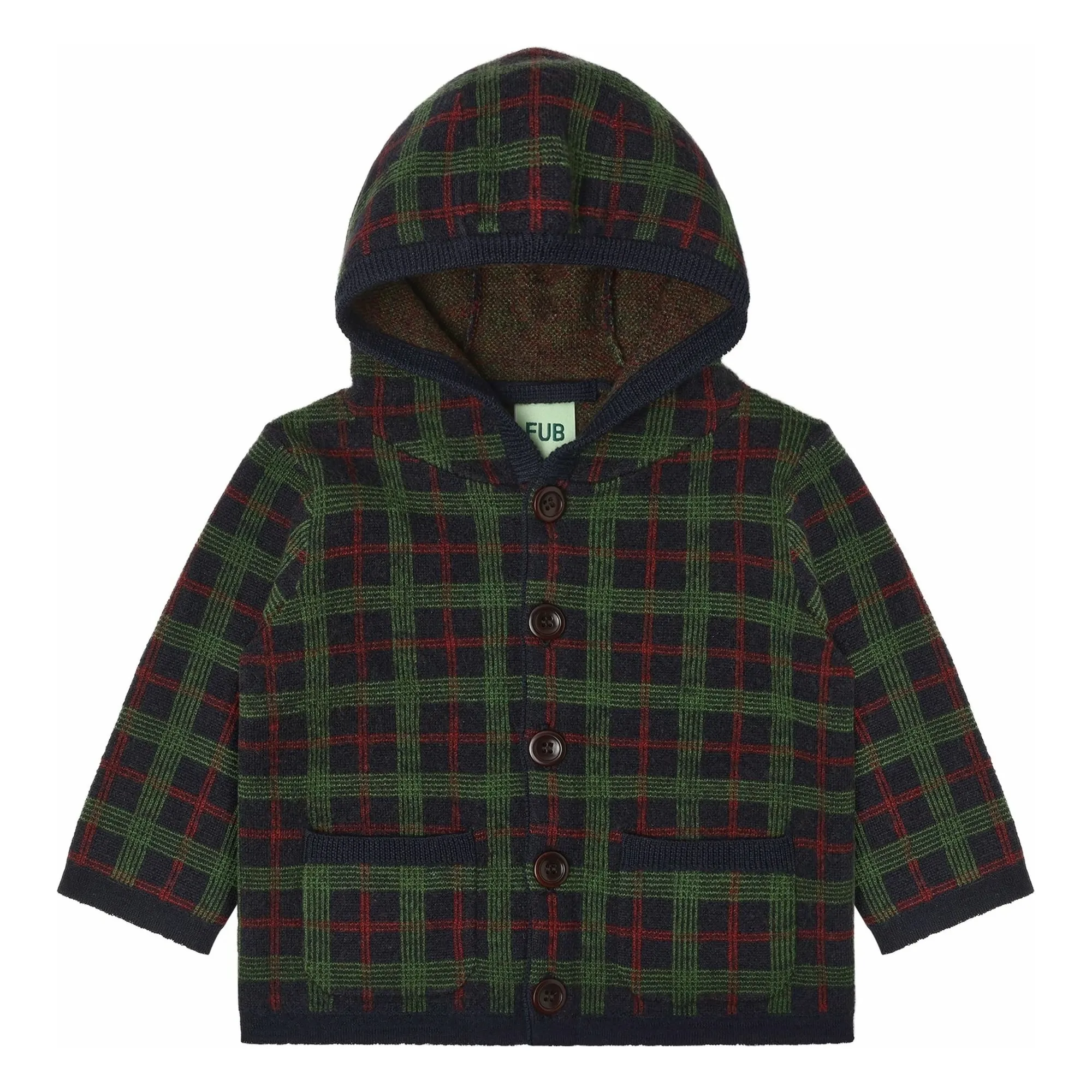 Fub Green Carreaux Merino Wool Baby Jacket