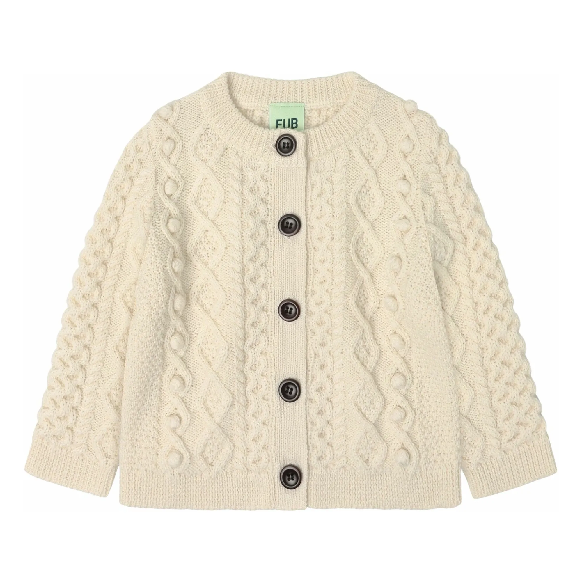 Fub Ecru Aran Merino Wool Baby Cardigan